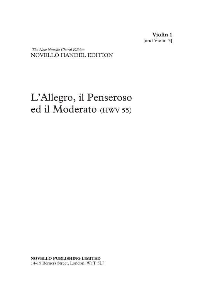 L'Allegro, Il Penseroso Ed Il Moderato